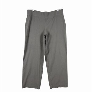 Eileen Fisher Womens Viscose Crepe Knit Pants Pull On Wide‎ Leg Gray Size L
